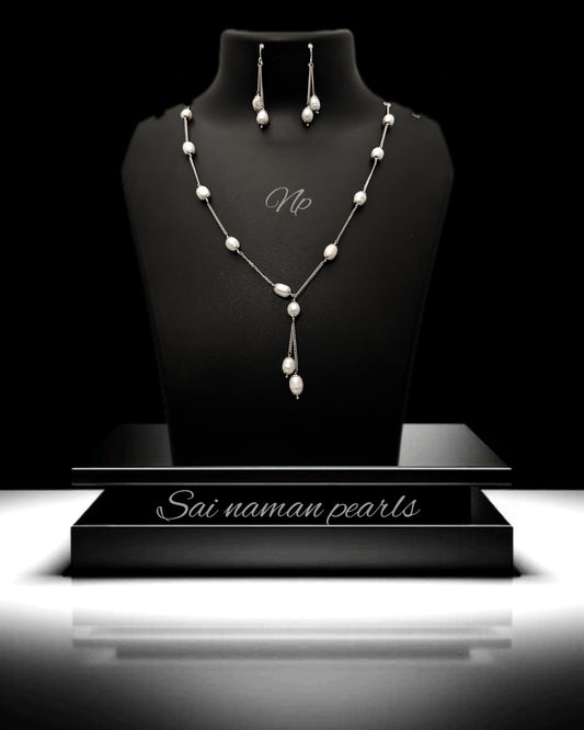 STERLING SILVER PEARL CHAIN SET