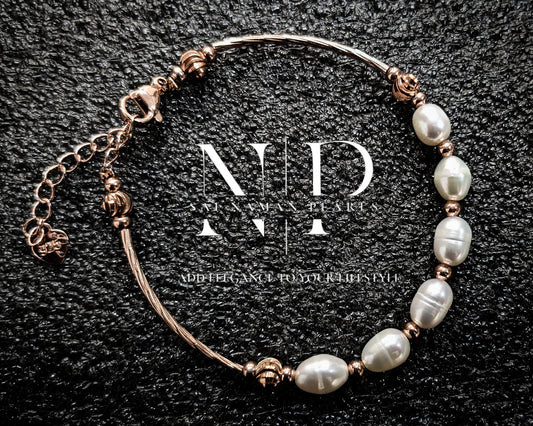 ROSE GOLD S.SILVER PEARL BRACELET.